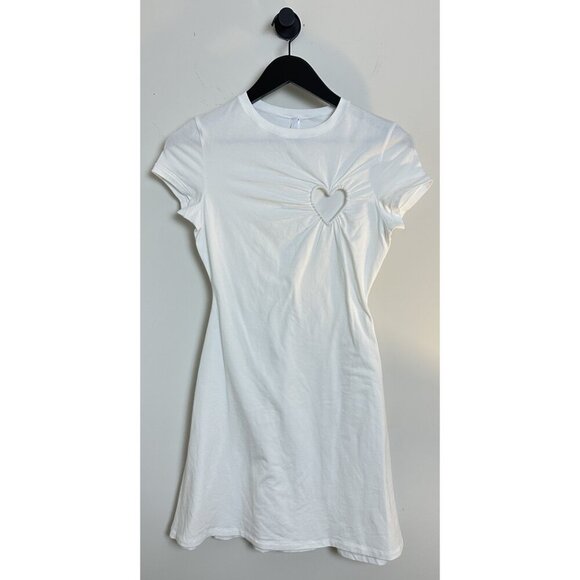 SKIMS Cotton Jersey Heart Mini Dress in White Size Medium - Picture 4 of 12